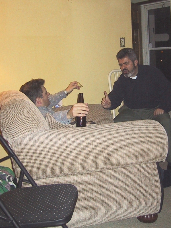 Alfred tries to make a point; Speedy offers him a chip in a vain attempt to shut him up